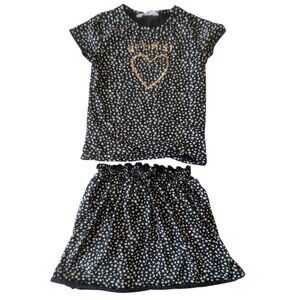 H&M Girls 6-7Y 2-Piece Set – “Optimist” Tee & Skirt – EUC